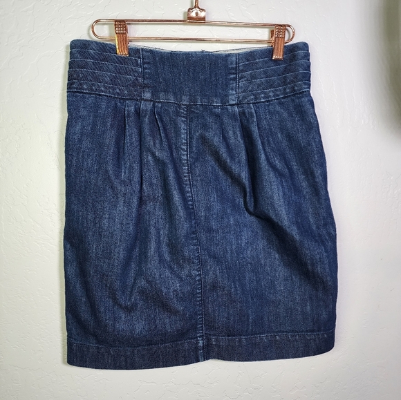 Pilcro And The Letterpress Anthropologie Pleated Denim Button Down Skirt Size 4 - Picture 4 of 6